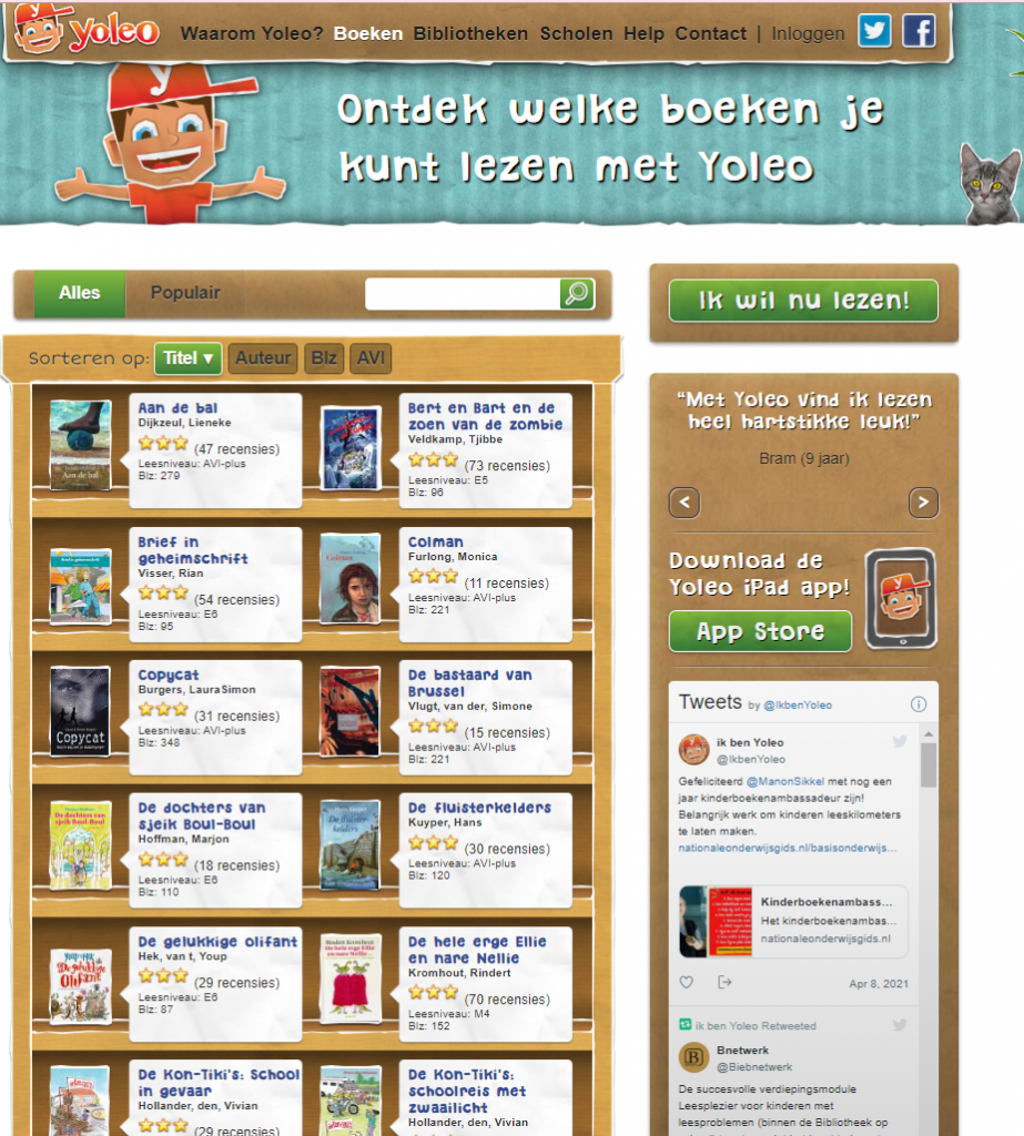 Print screen van Yoleo - leren lezen met een app